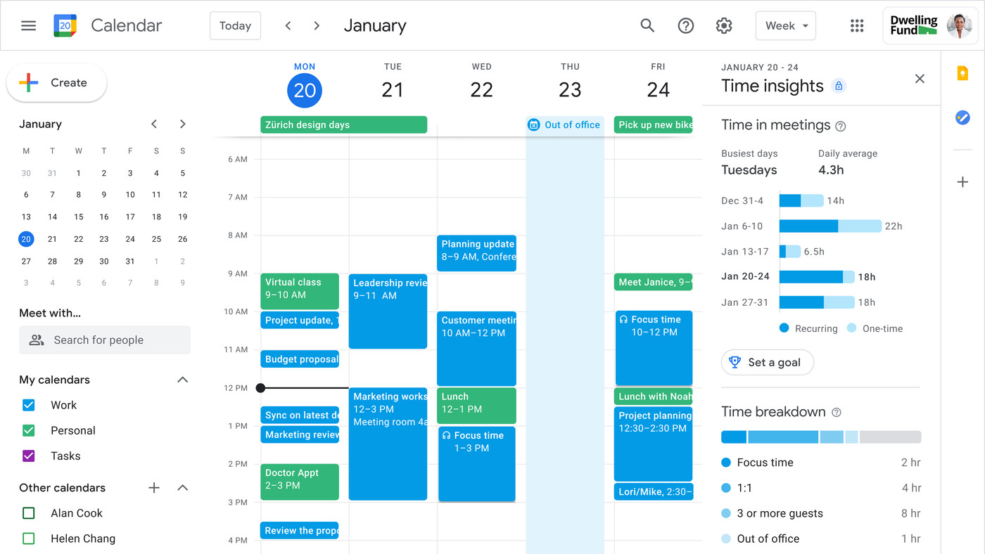Google Calendar, app para recordatorios que ayuda a la productividad personal
