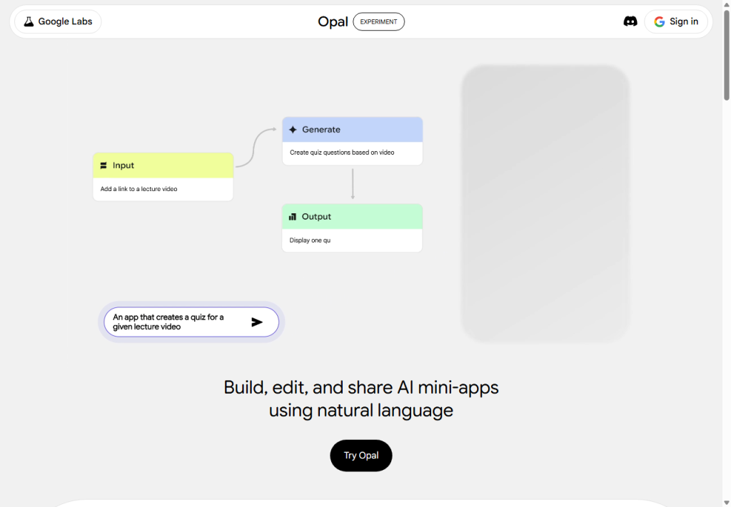 Últimas herramientas de IA de Google: Opal