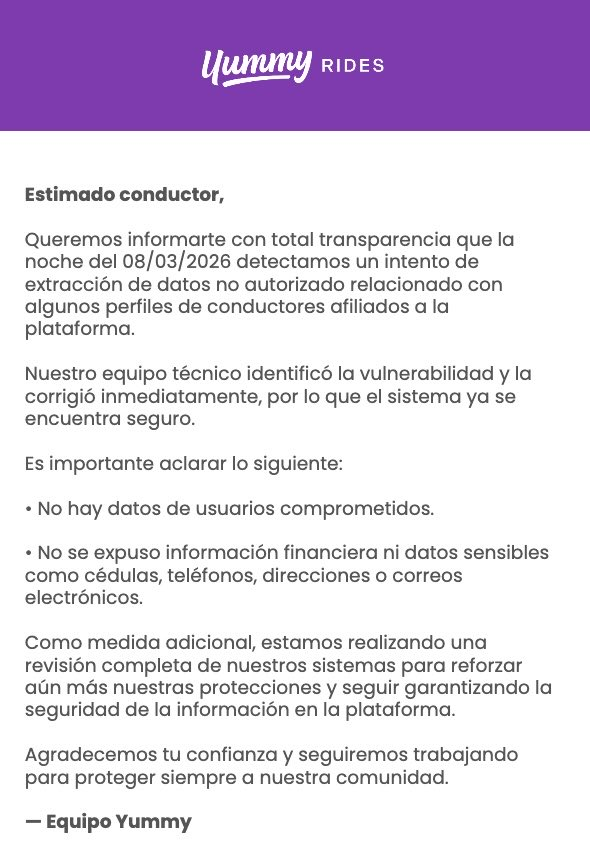 Yummy rider sufre hackeo y este es su comunicado