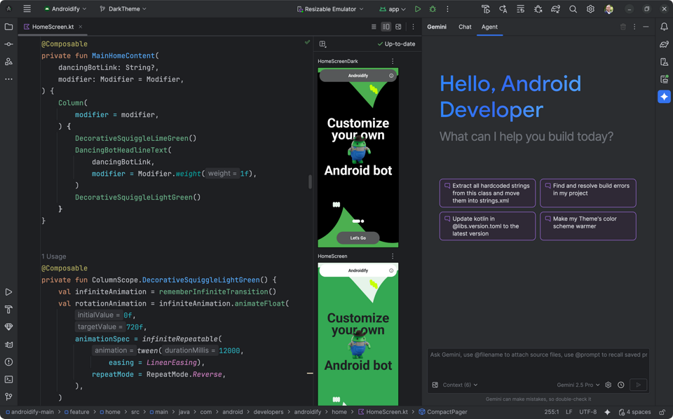 Imagen del IDE Android Studio para la programación de aplicaciones nativas