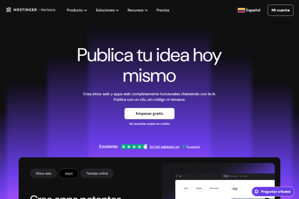 Aplicaciones para el desarrollo web: Hostinger Horizons