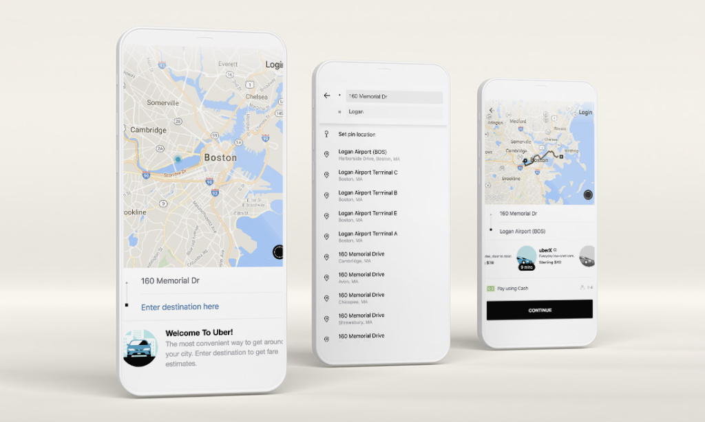 Ejemplo de PWA de la empresa Uber